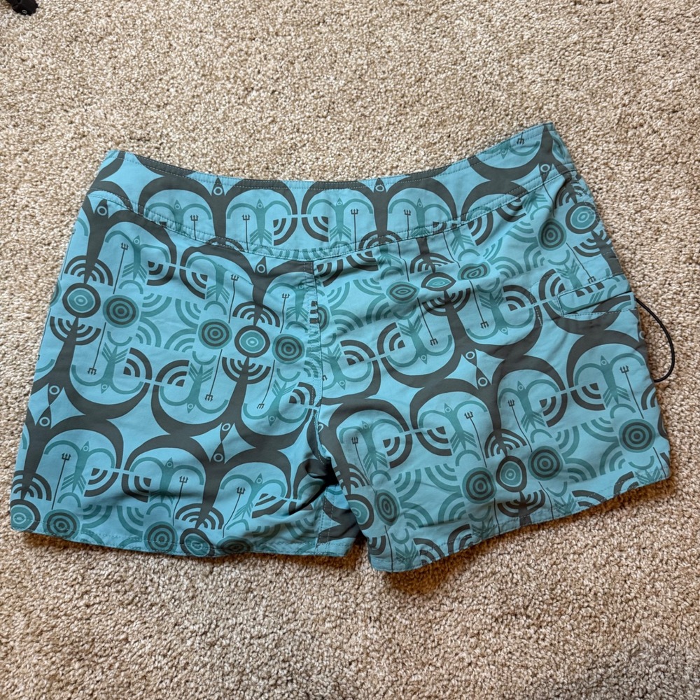 Patagonia Board Shorts Womens 10 Blue Tribal Geometric Print Swim Surf Trunks - Picture 7 of 7
